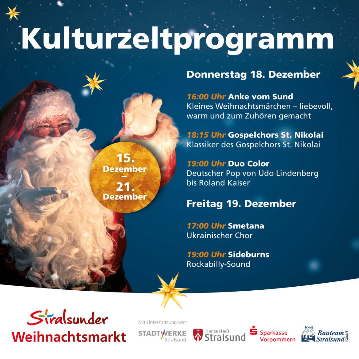 Öffentliche Konzerte, Lesungen und vieles mehr auf dem Alten Markt in Stralsund